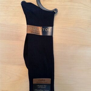 Gold Toe Premier Carlisle Microfiber Black Nylon Dress Mid Calf Socks 10-13